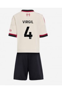 Liverpool Virgil van Dijk #4 Jalkapallovaatteet Lasten Vieraspeliasu 2025-26 Lyhythihainen (+ Lyhyet housut)